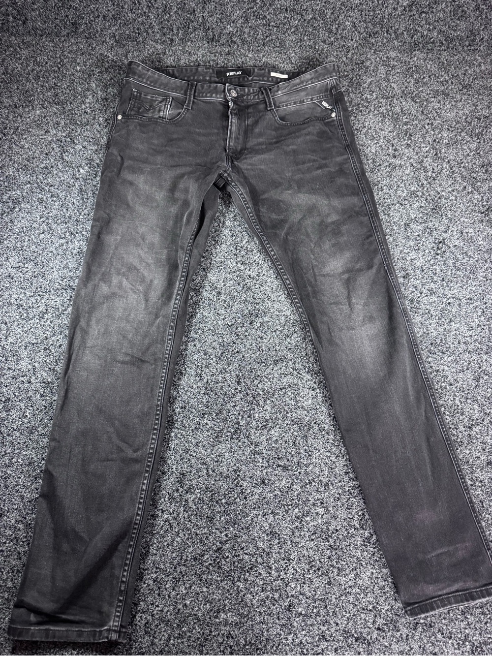 Replay mens Black Slim Jeans 33 straight leg denim
